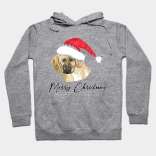 Merry christmas little puppy in watercolor Hoodie